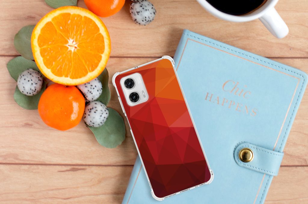Shockproof Case voor Motorola Moto G73 Polygon Red B2C Telecom