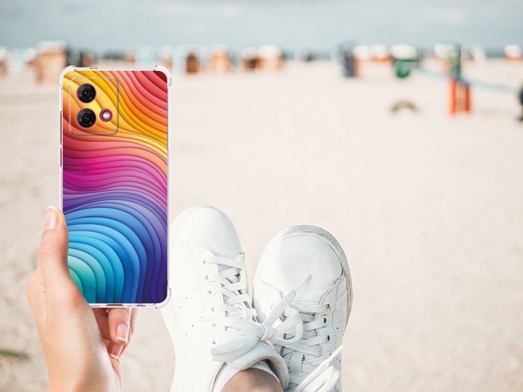 Motorola Moto G84 Shockproof Case Regenboog design hand strand