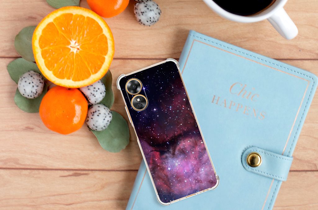 OPPO A17 Shockproof Case Galaxy design ruimte aanzicht