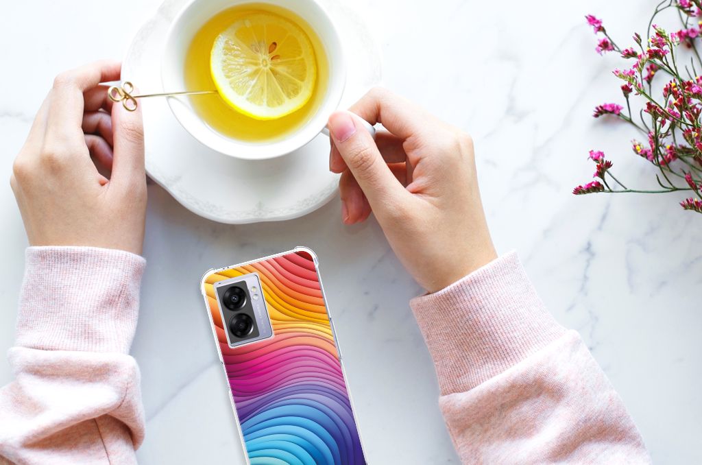 Shockproof Case voor OPPO A77 5G | A57 5G Regenboog handen thee schotel