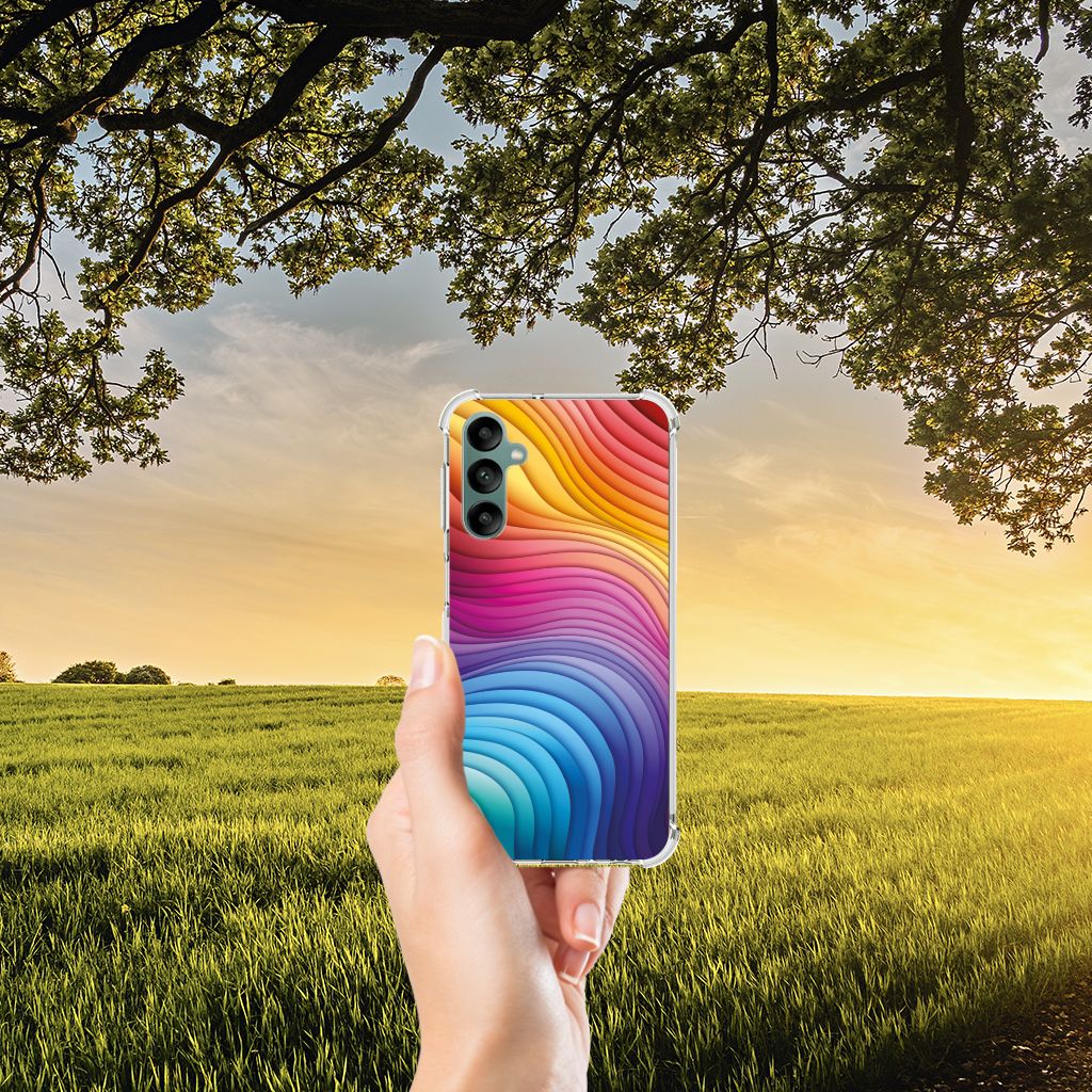 Samsung Galaxy A24 Shockproof Case Regenboog hand aanzicht