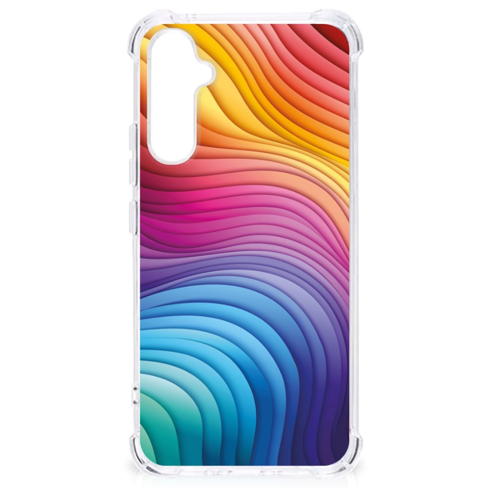 Samsung Galaxy A34 Shockproof Case Regenboog kleurrijk ontwerp aanzicht