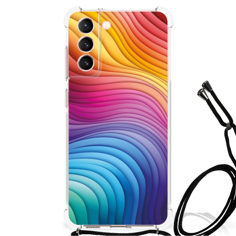 Samsung Galaxy S21 FE Shockproof Case Regenboog achterkant zijaanzicht
