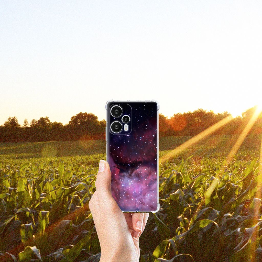 Xiaomi Poco F5 Shockproof Case Galaxy design telefoon in hand natuur licht