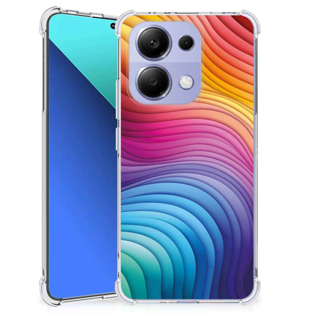 Xiaomi Redmi Note 13 4G Shockproof Case Regenboog design achteraanzicht