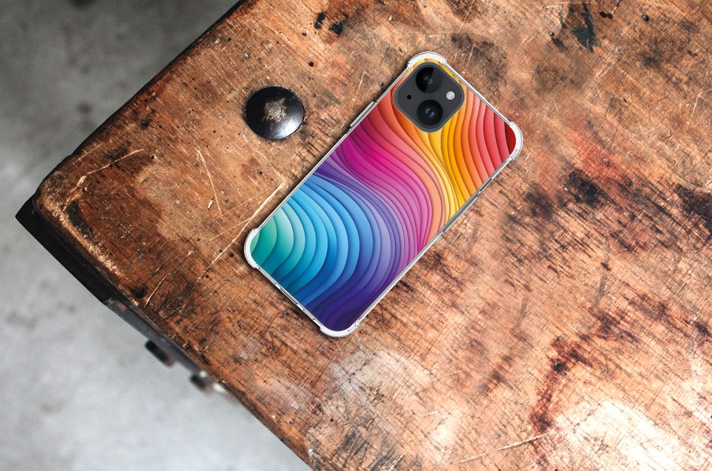 Apple iPhone 15 Shockproof Case Regenboog bovenaanzicht