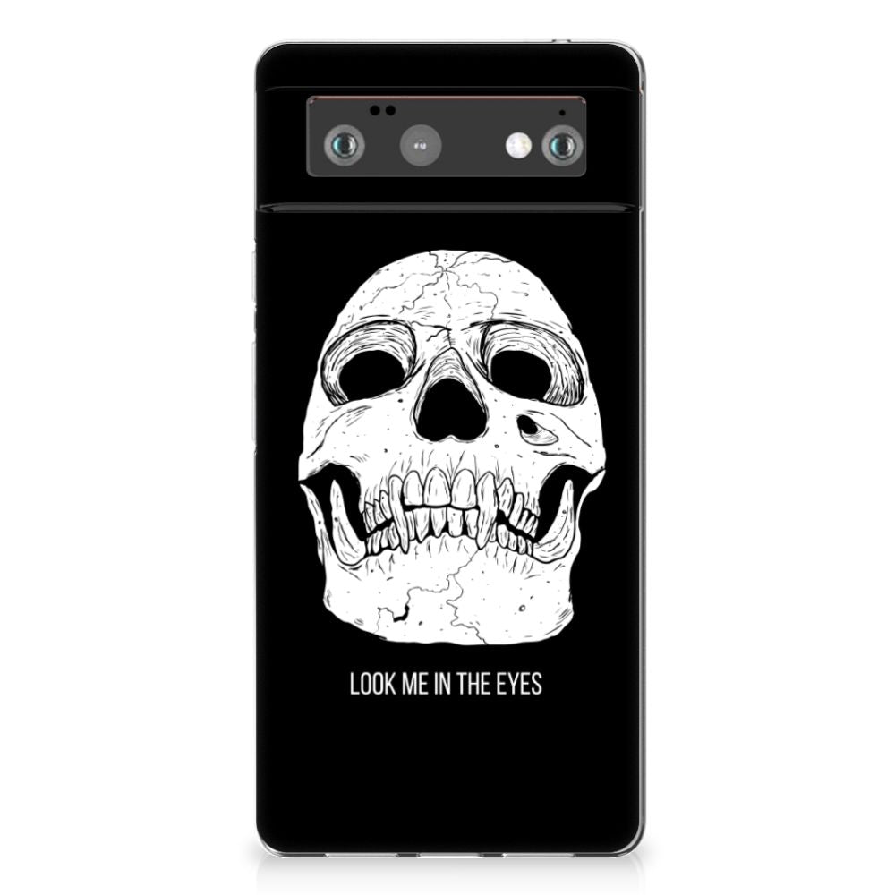 Google Pixel 6 Silicone Back Case Skull Eyes voorkant