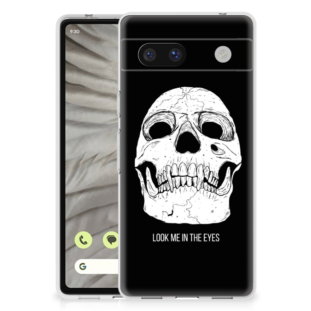 Google Pixel 7A Silicone Back Case Skull Eyes voorkant