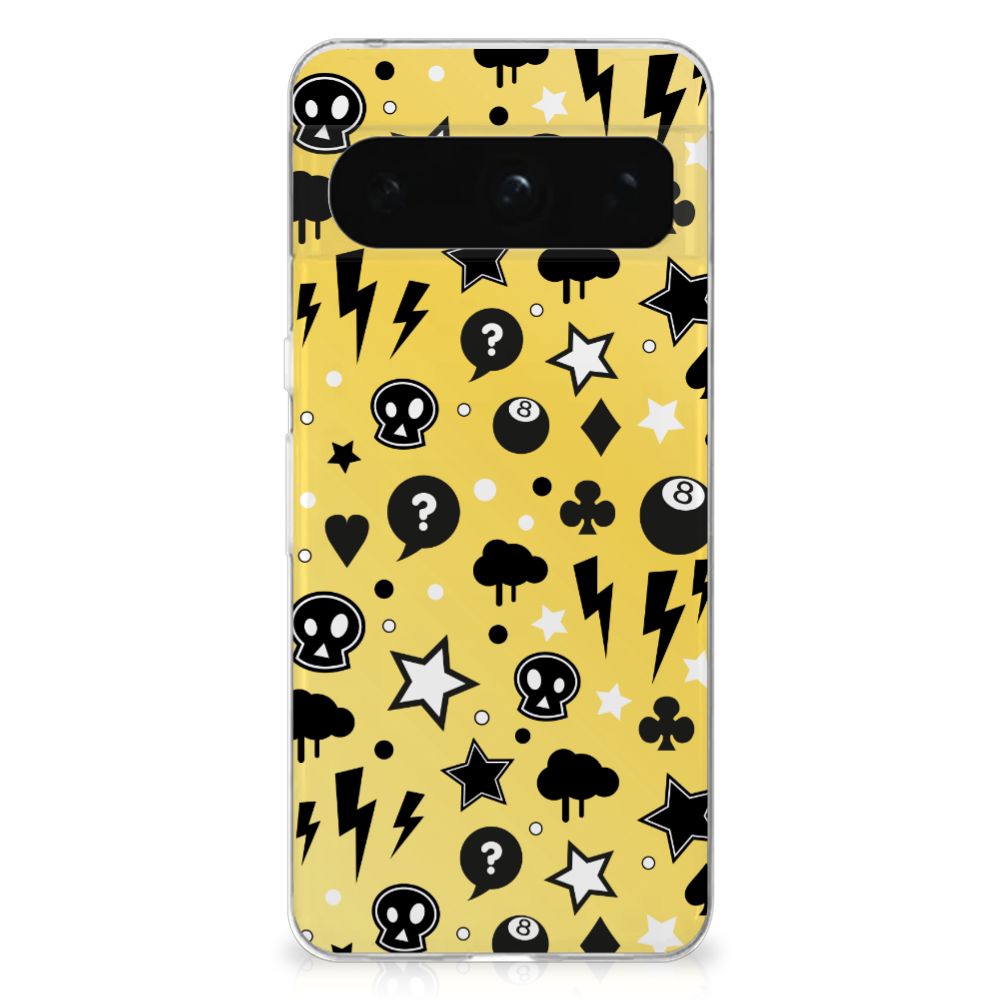 Google Pixel 8 Pro Silicone Back Case Punk Geel ontwerp achterkant