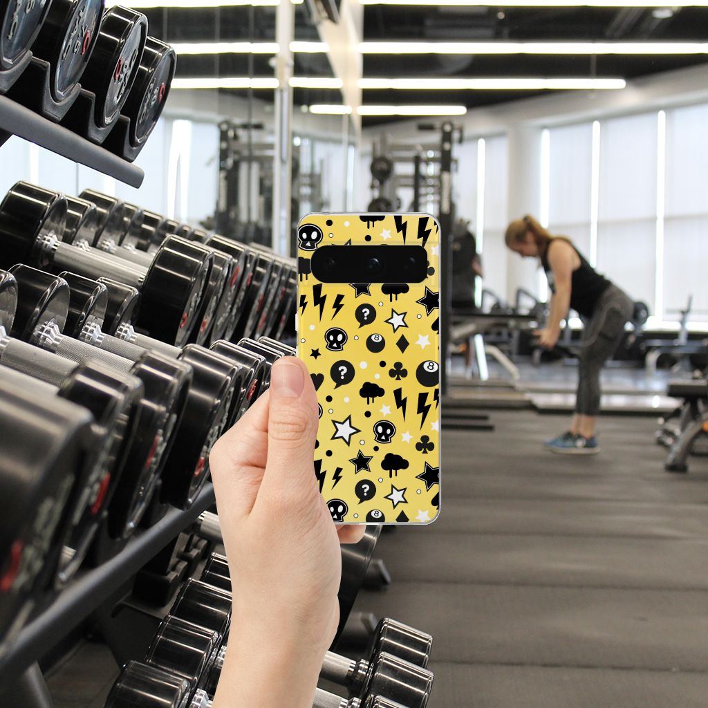 Silicone Back Case Google Pixel 8 Pro Punk Geel telefoonhoesje design Punk Yellow aanzicht