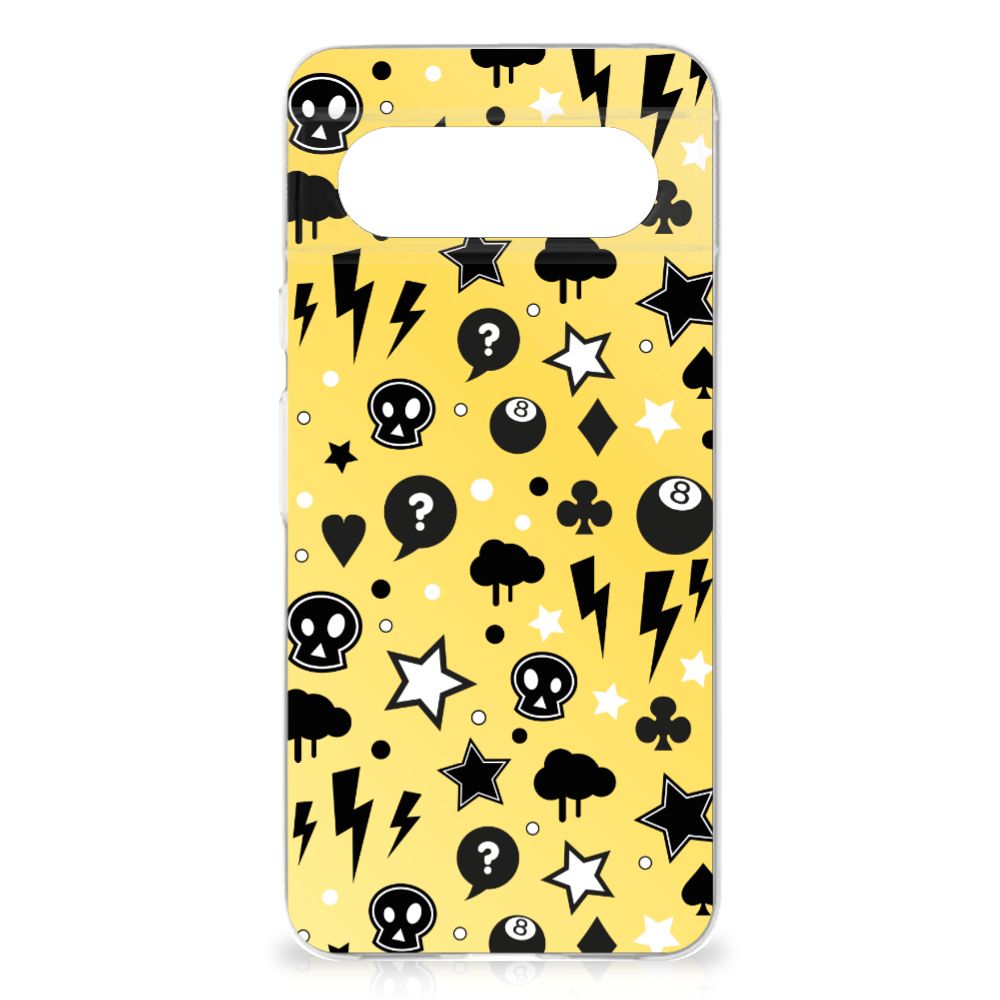 Silicone Back Case Google Pixel 8 Punk Geel design Punk Geel aanzicht