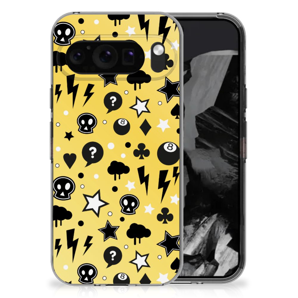 Google Pixel 9 Pro XL Silicone Back Case Punk Geel voorkant