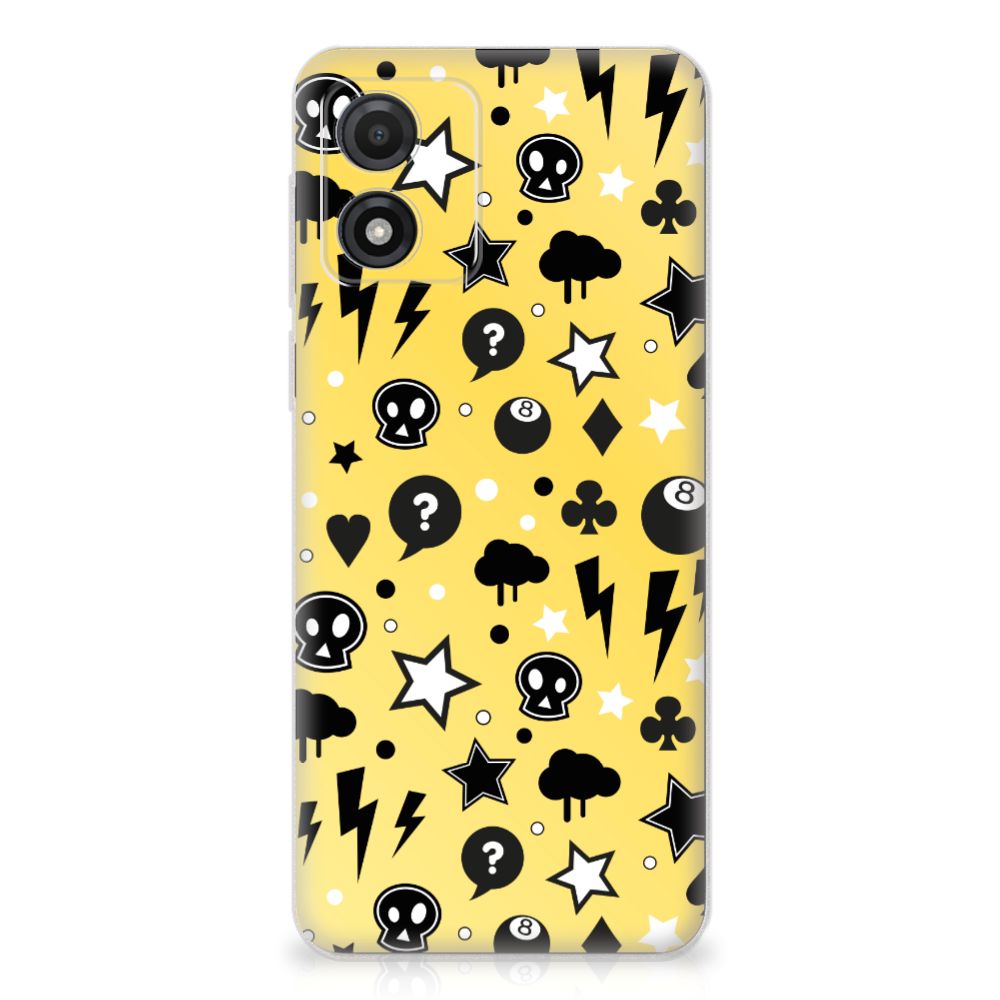 Silicone Back Case Motorola Moto E13 Punk Geel design Punk Yellow achterkant