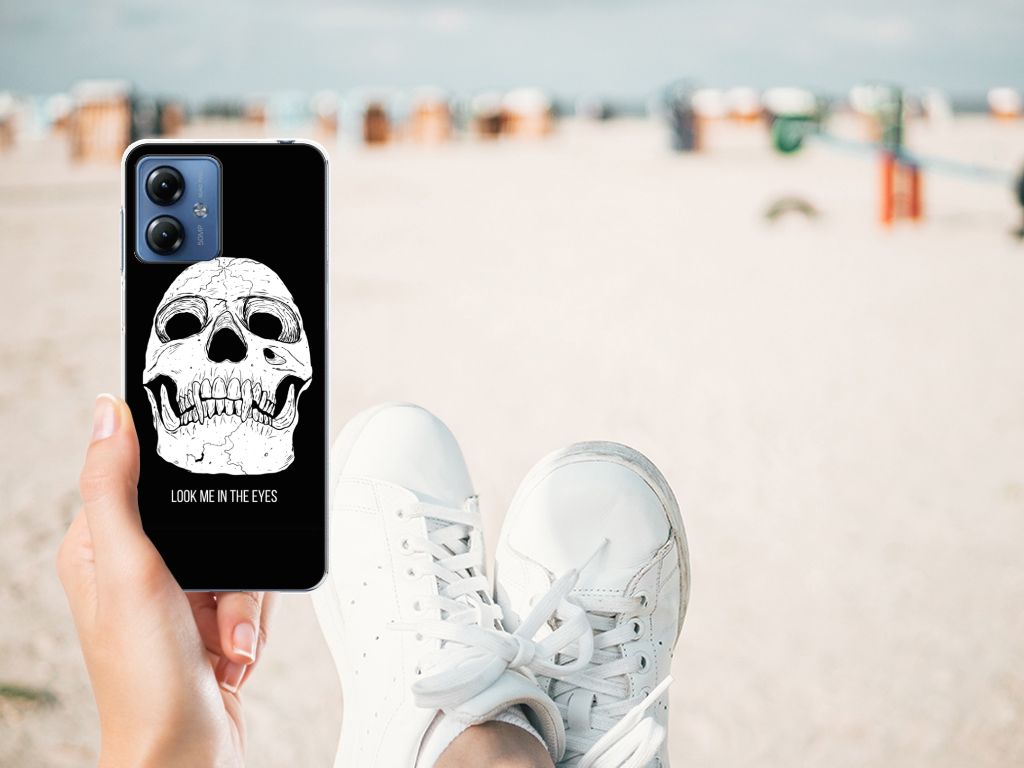 Silicone Back Case Motorola Moto G14 Skull Eyes product afbeelding strand