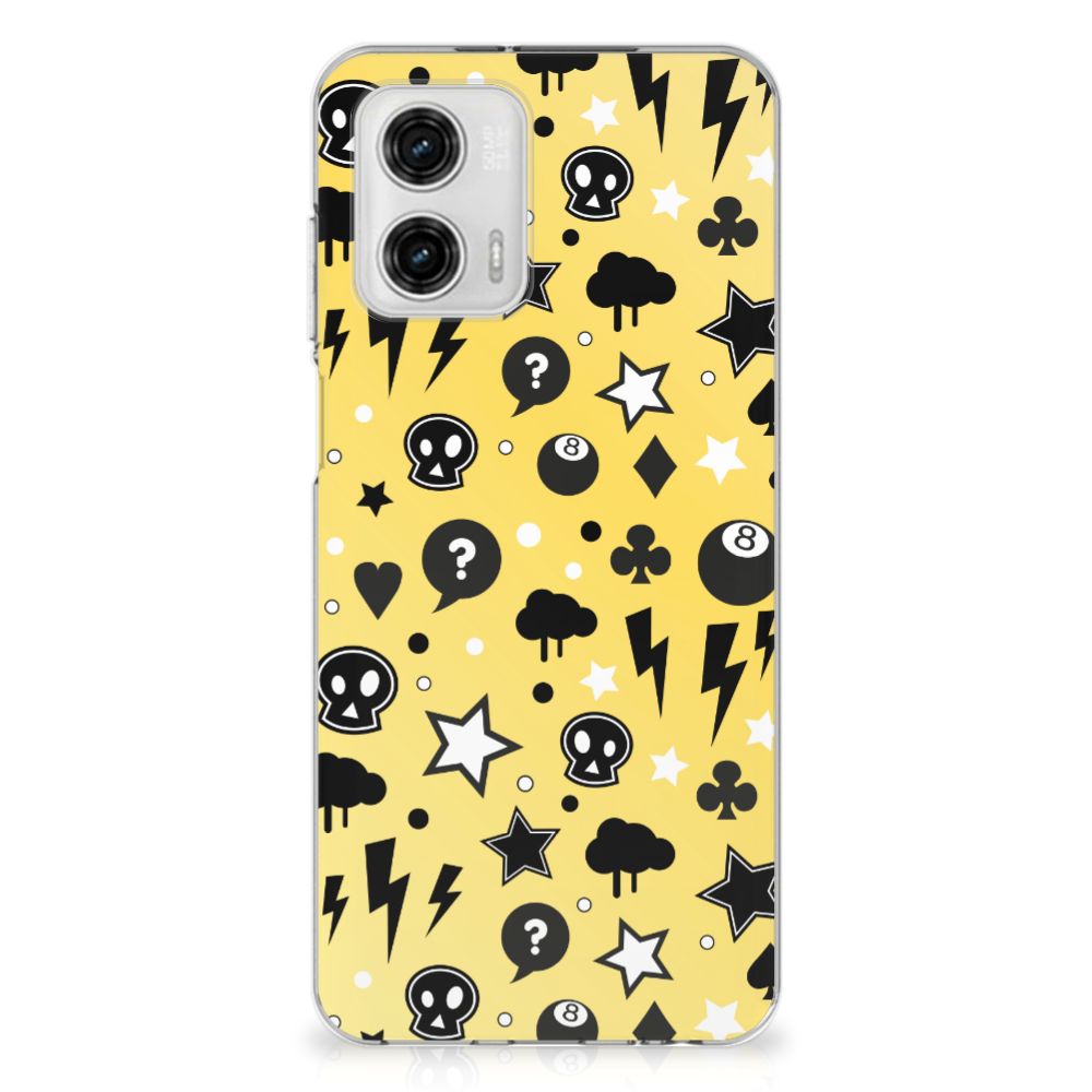 Silicone Back Case Motorola Moto G73 Punk Geel design Punk Geel voorzijde