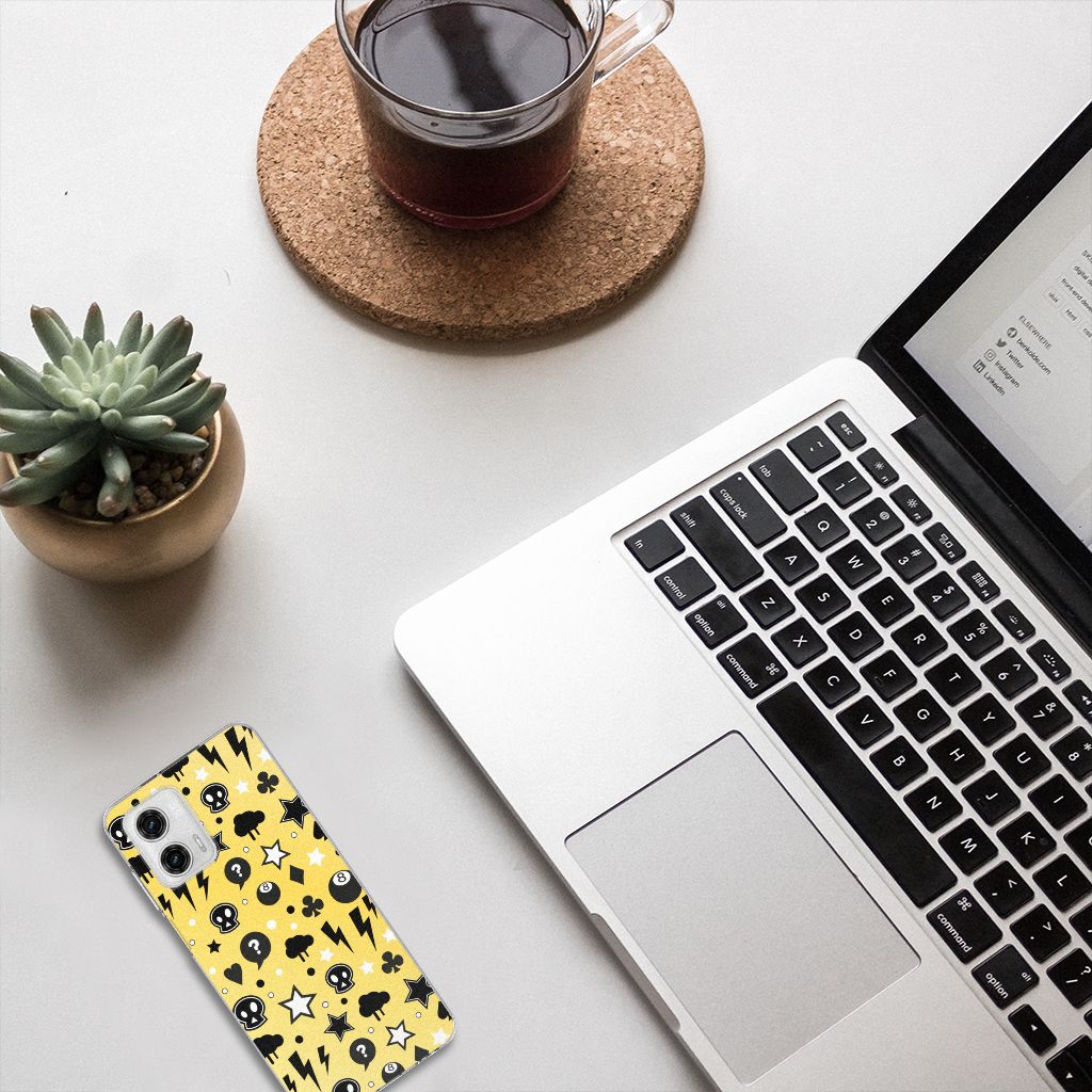 Silicone Back Case Motorola Moto G73 Punk Geel bovenaanzicht