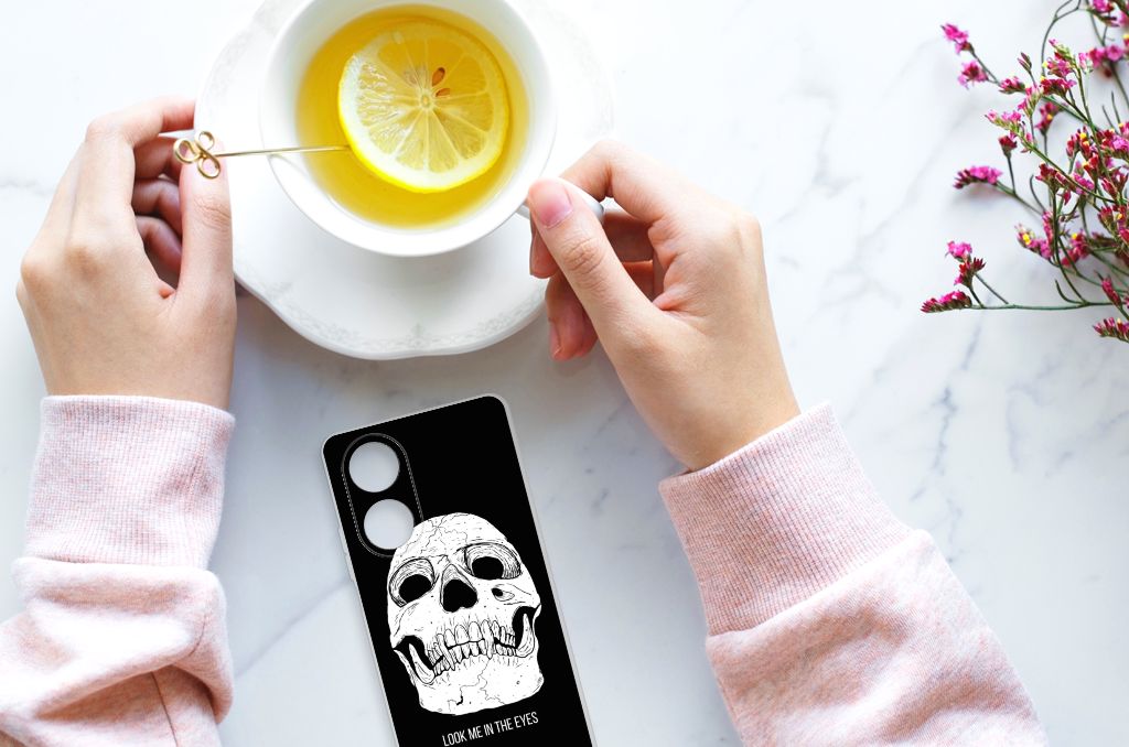 Silicone Back Case OPPO A58 4G Skull Eyes telefoonhoesje ontwerp bovenkant