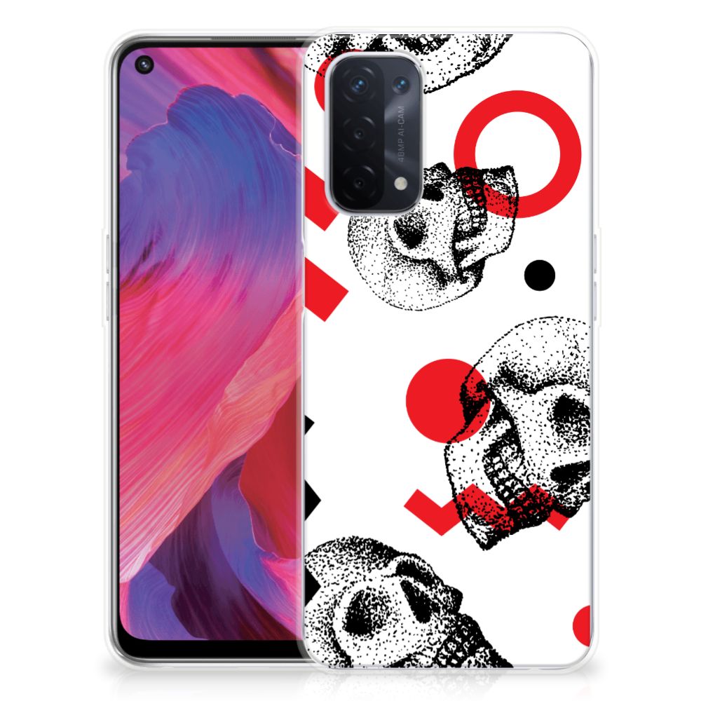 Silicone Back Case OPPO A93 5G Skull Red design voorkant