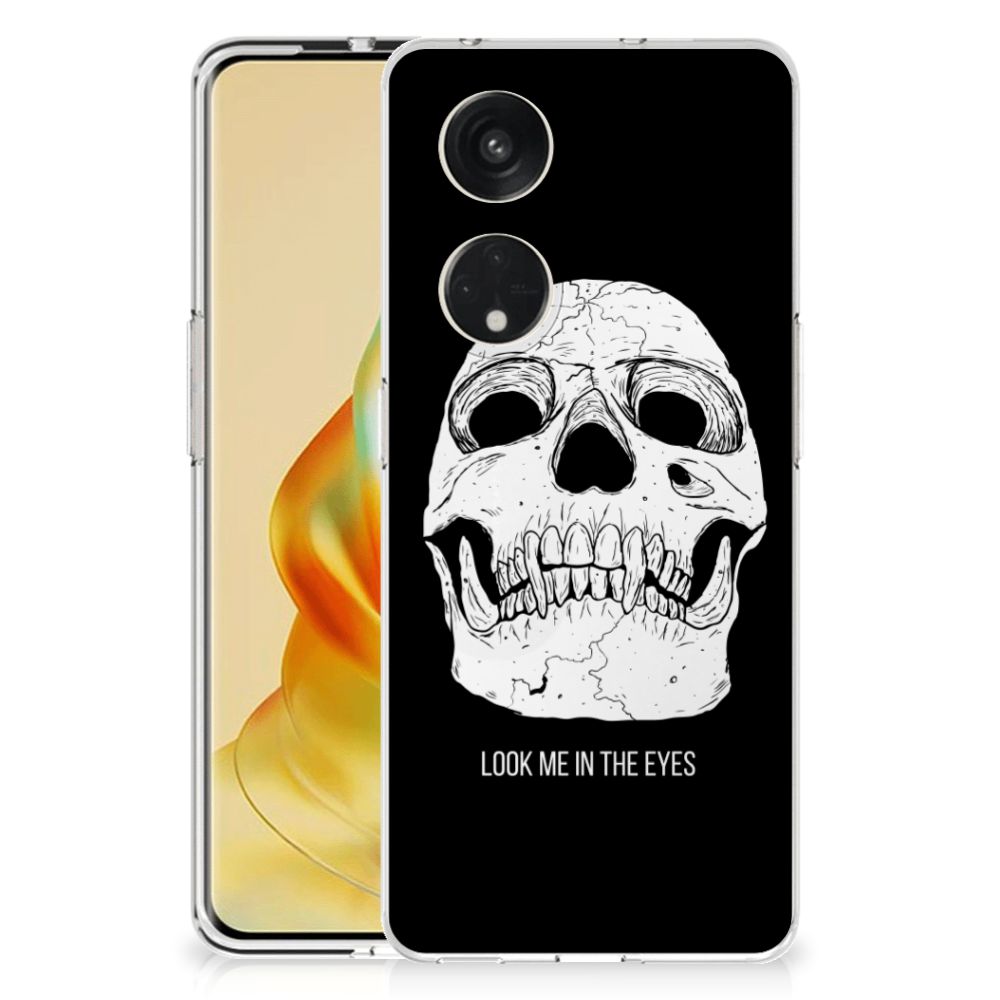 Silicone Back Case OPPO Reno8 T 5G Skull Eyes met gedurfd design voor gebruiksgemak en bescherming.