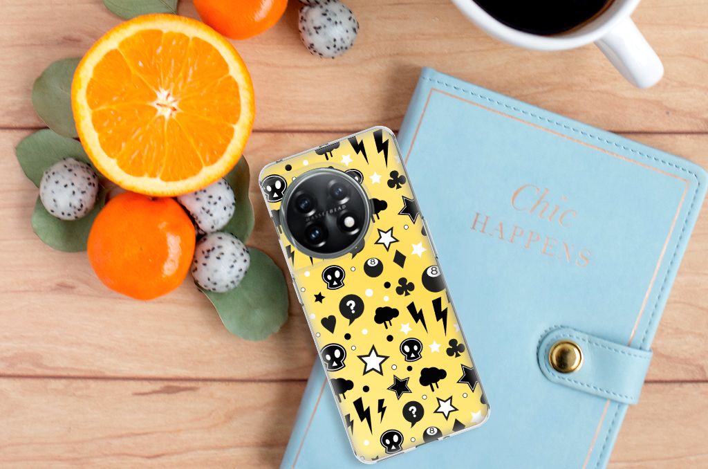 OnePlus 11 Silicone Back Case Punk Geel design bovenkant