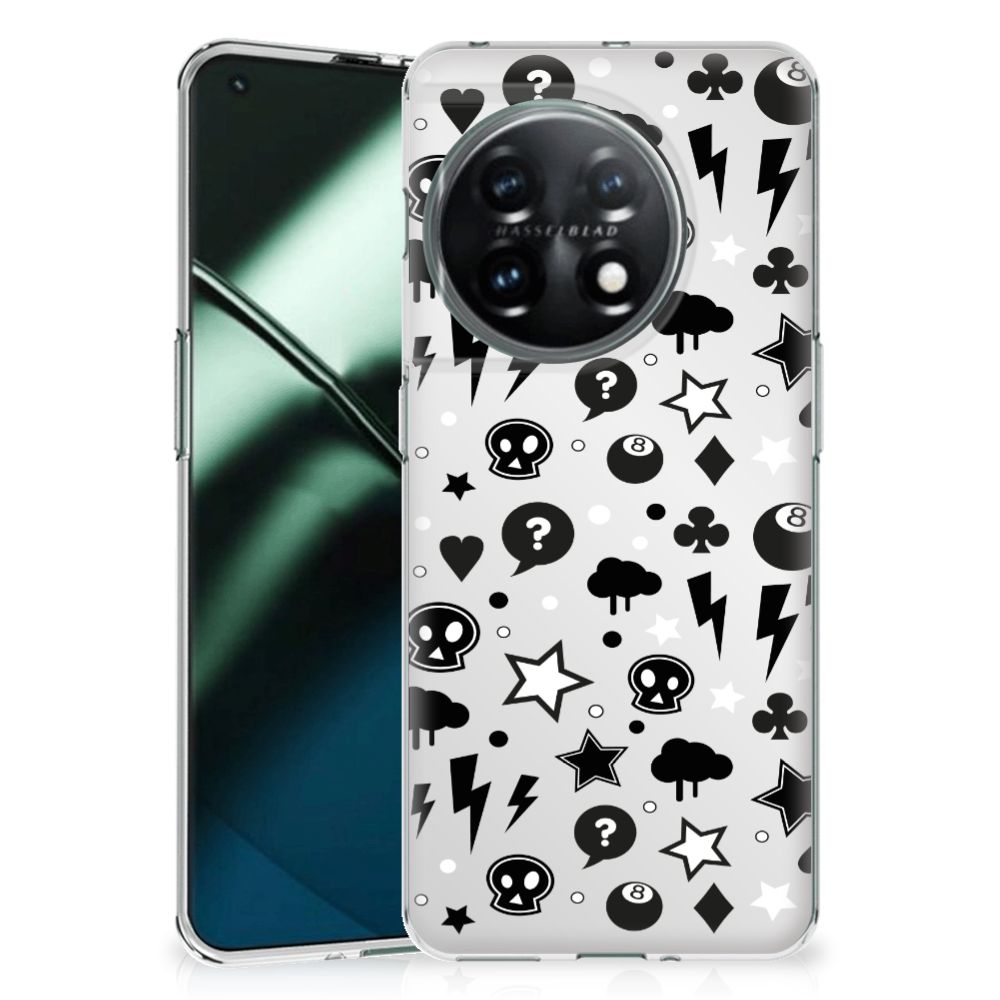 OnePlus 11 Silicone Back Case Silver Punk aanzicht