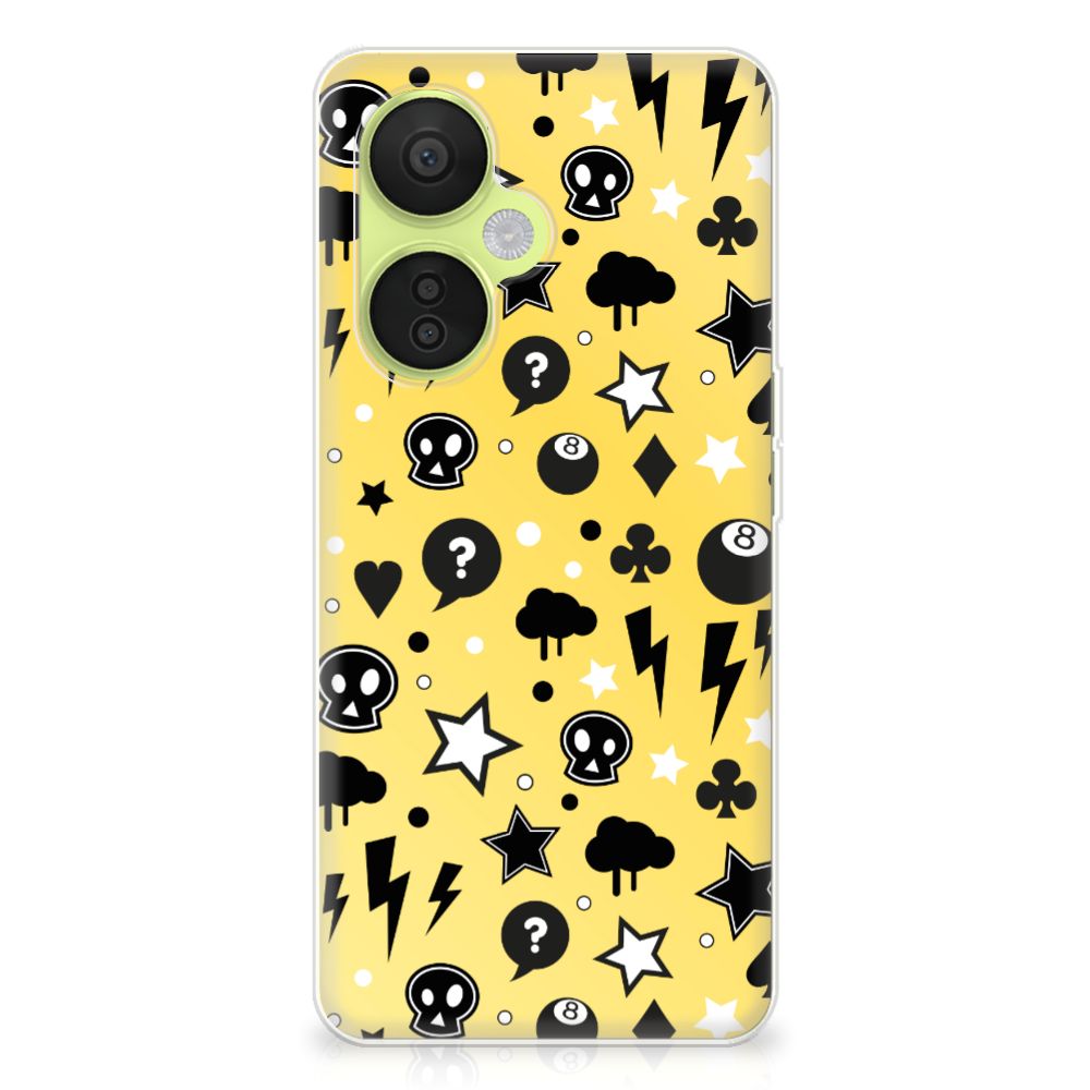 Silicone Back Case OnePlus Nord CE 3 Lite Punk Geel met unieke punk design voor bescherming en uitstraling 🎨.