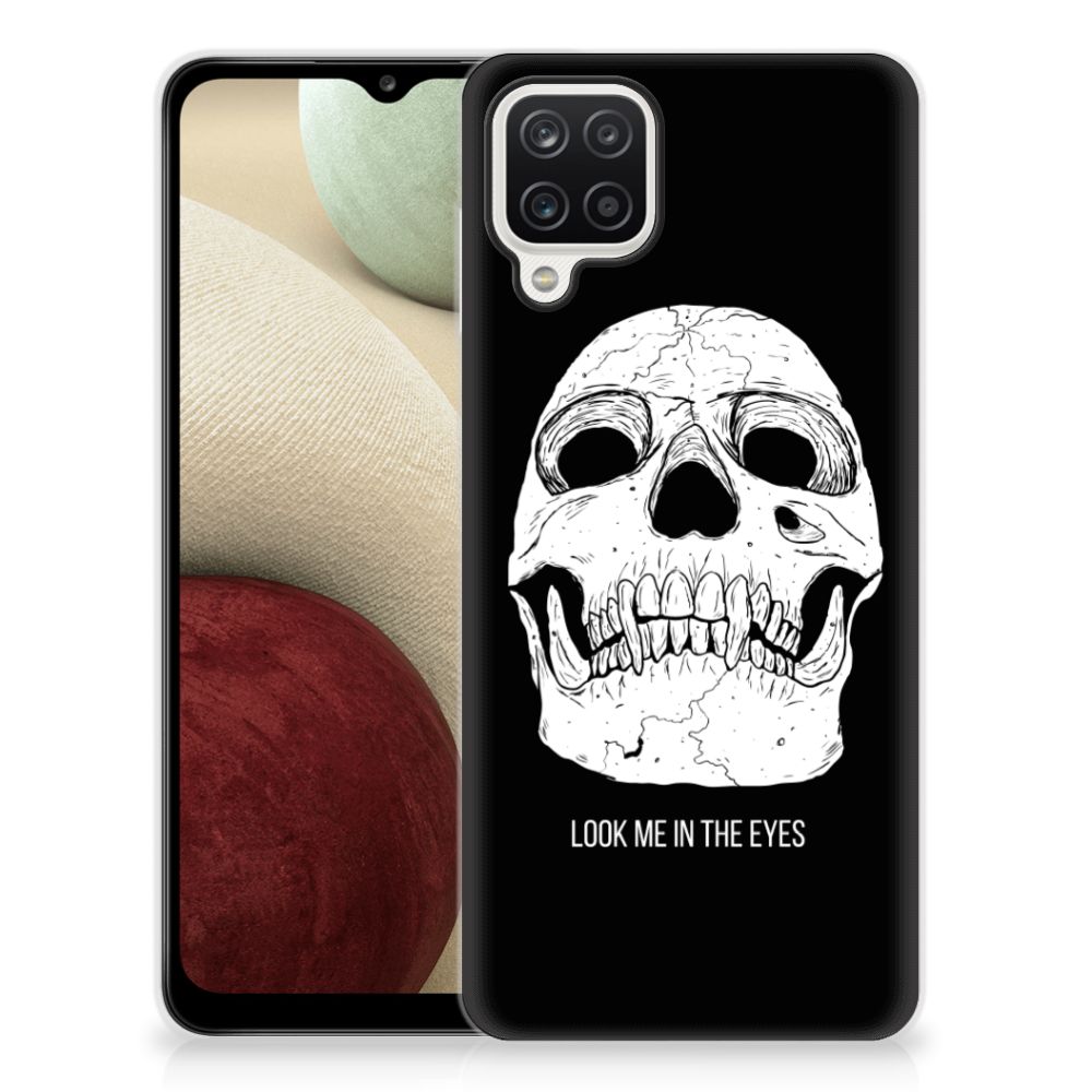 Samsung Galaxy A12 Silicone Back Case Skull Eyes achterkant