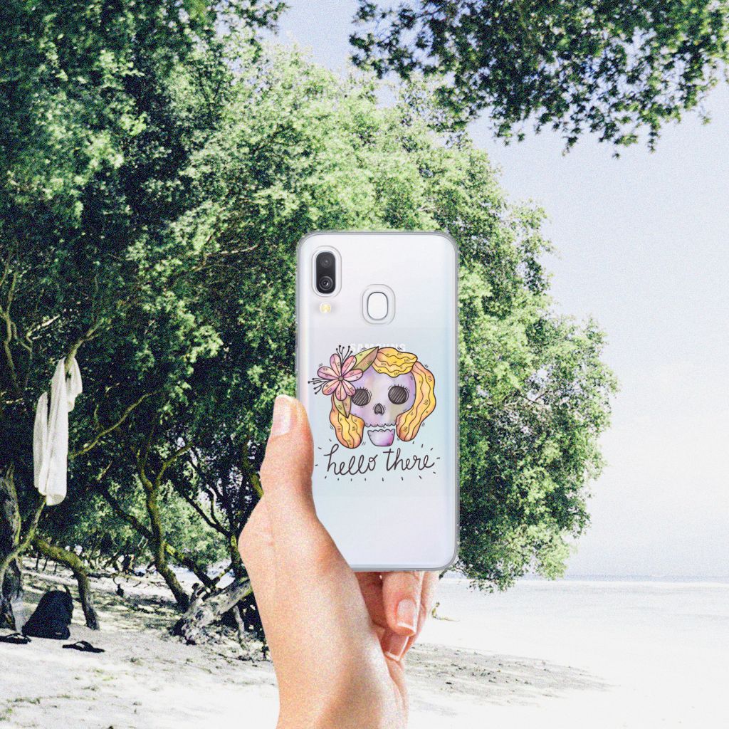 Silicone Back Case Samsung Galaxy A40 Boho Skull
