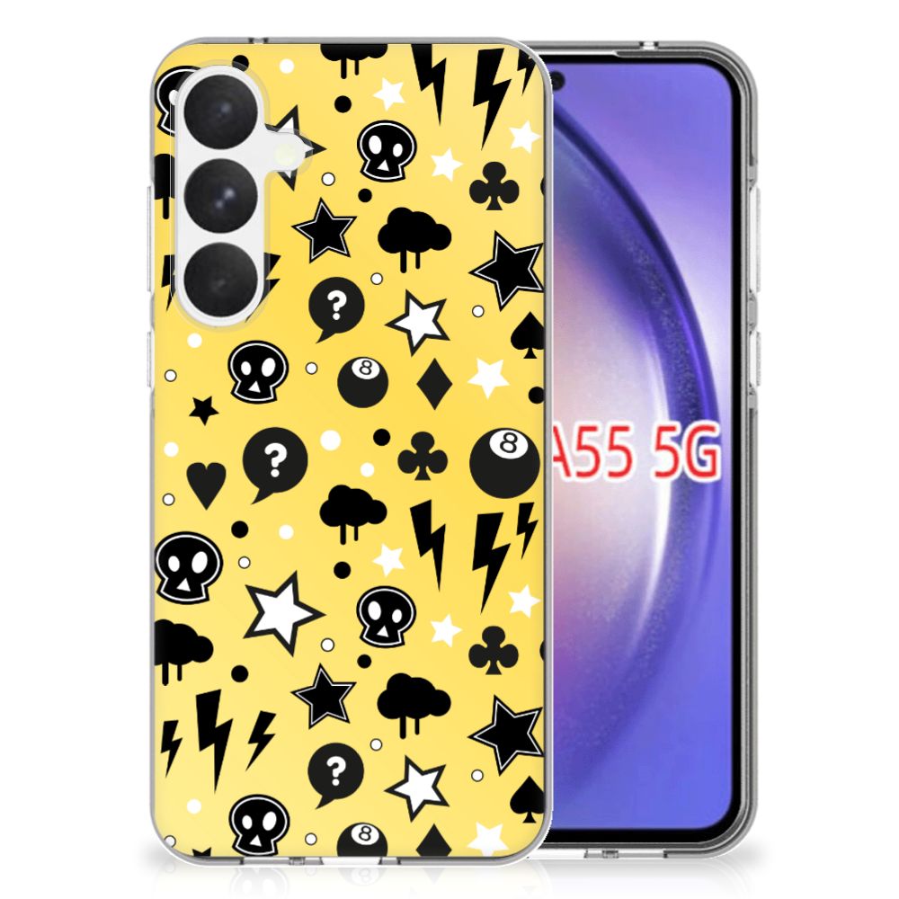 Samsung Galaxy A55 Silicone Back Case Punk Geel voorkant