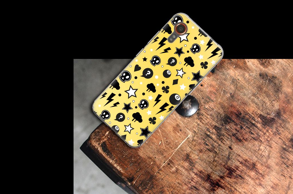 Samsung Galaxy Xcover 7 Silicone Back Case Punk Geel bovenaanzicht