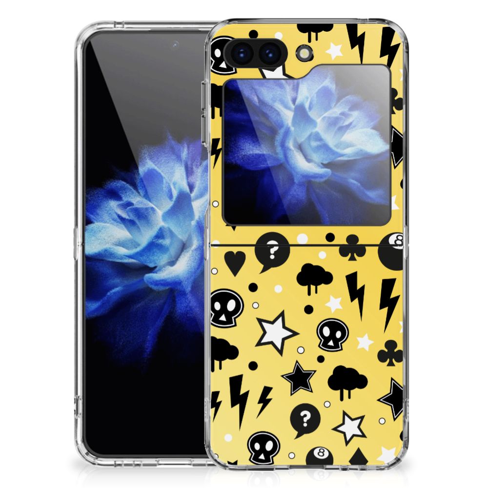 Samsung Galaxy Z Flip 5 Silicone Back Case Punk Geel achterzijde design zwart geel