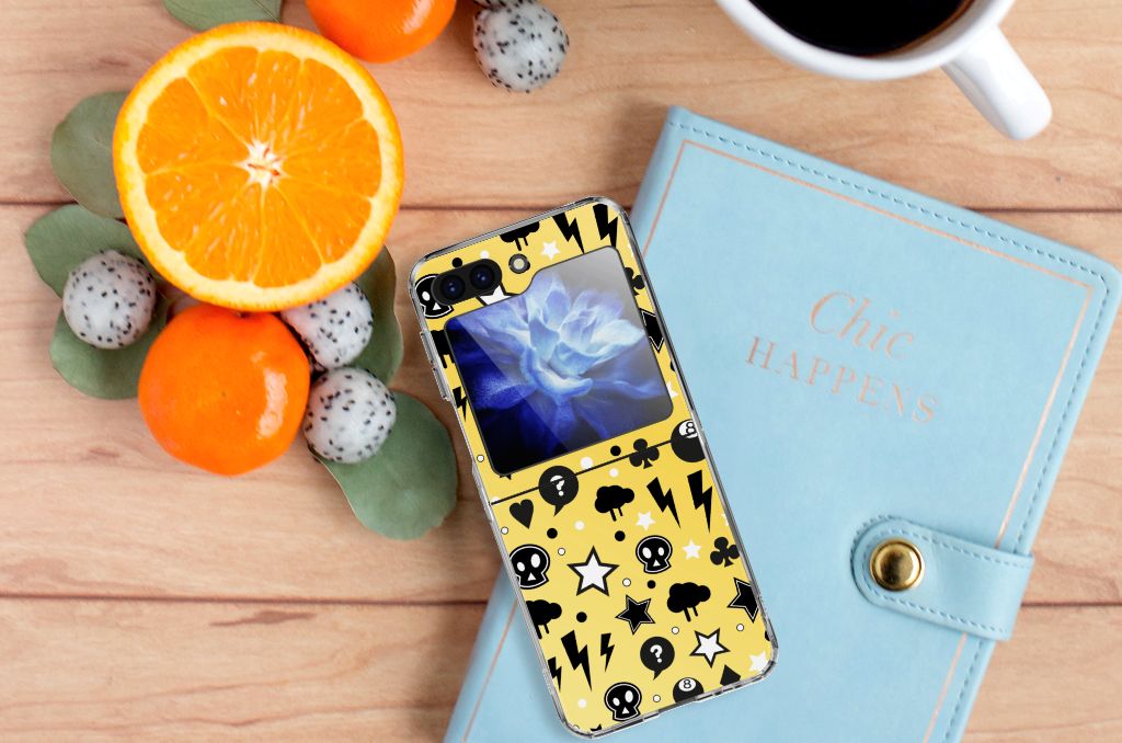 Samsung Galaxy Z Flip 5 Silicone Back Case Punk Geel bovenkant design