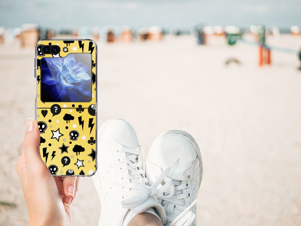 Samsung Galaxy Z Flip 5 Silicone Back Case Punk Geel aanzicht