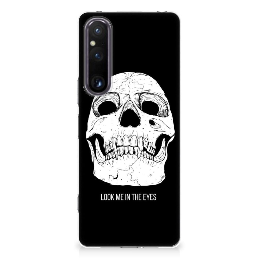 Sony Xperia 1 V Silicone Back Case Skull Eyes voorkant