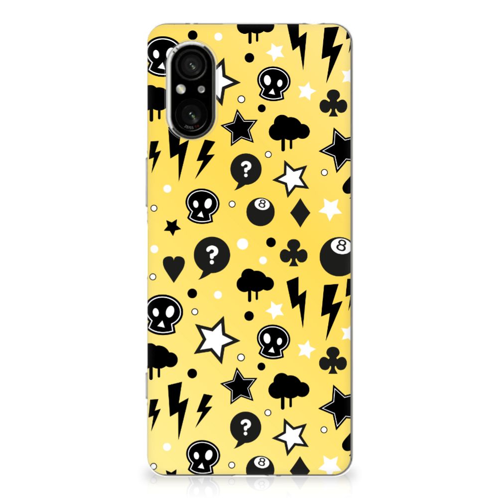 Silicone Back Case Sony Xperia 5 V Punk Geel achterkant design punk geel