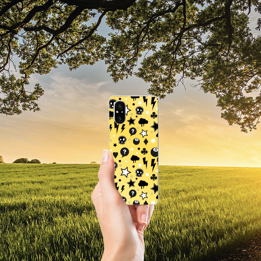 Sony Xperia 5 V Silicone Back Case Punk Geel voorzijde