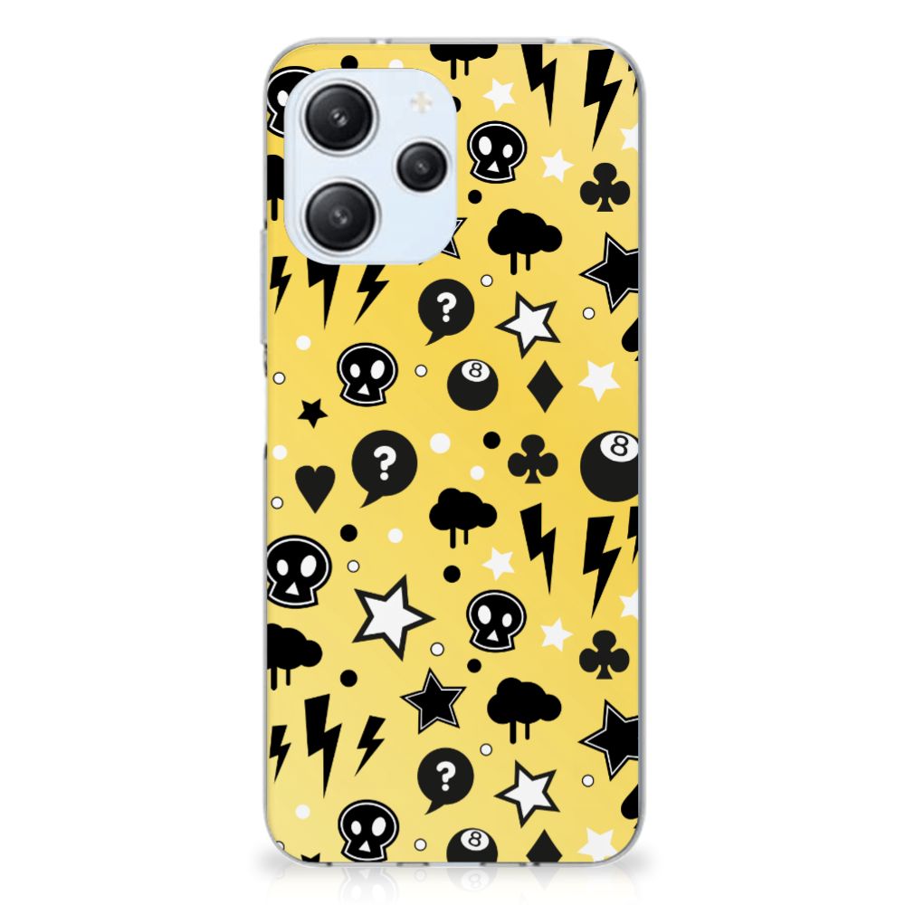 Silicone Back Case Xiaomi Redmi 12 4G Punk Geel ontwerp voorzijde