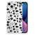 Silicone Back Case iPhone 15 Plus Silver Punk met doodskop, sterren en bliksemschichten.