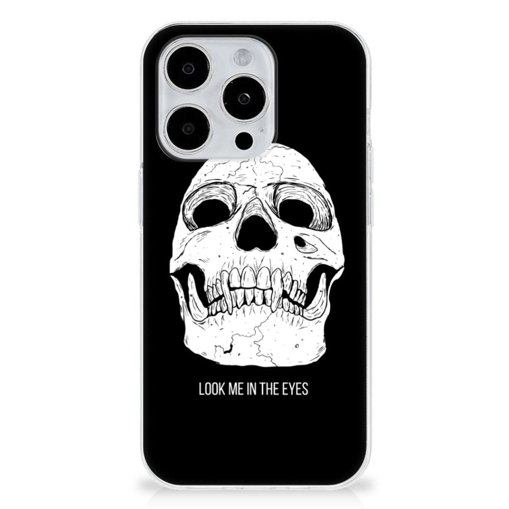 Silicone Back Case iPhone 15 Pro Skull Eyes voorkant