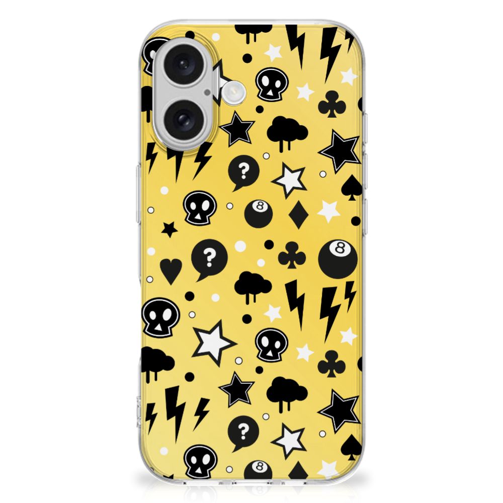 B2C Telecom iPhone 16 plus Silicone Back Case Punk Geel achteraanzicht