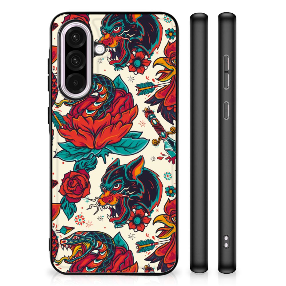 Samsung Galaxy A56 Silicone Back Case Old Skool tattoo design achterkant zijkant