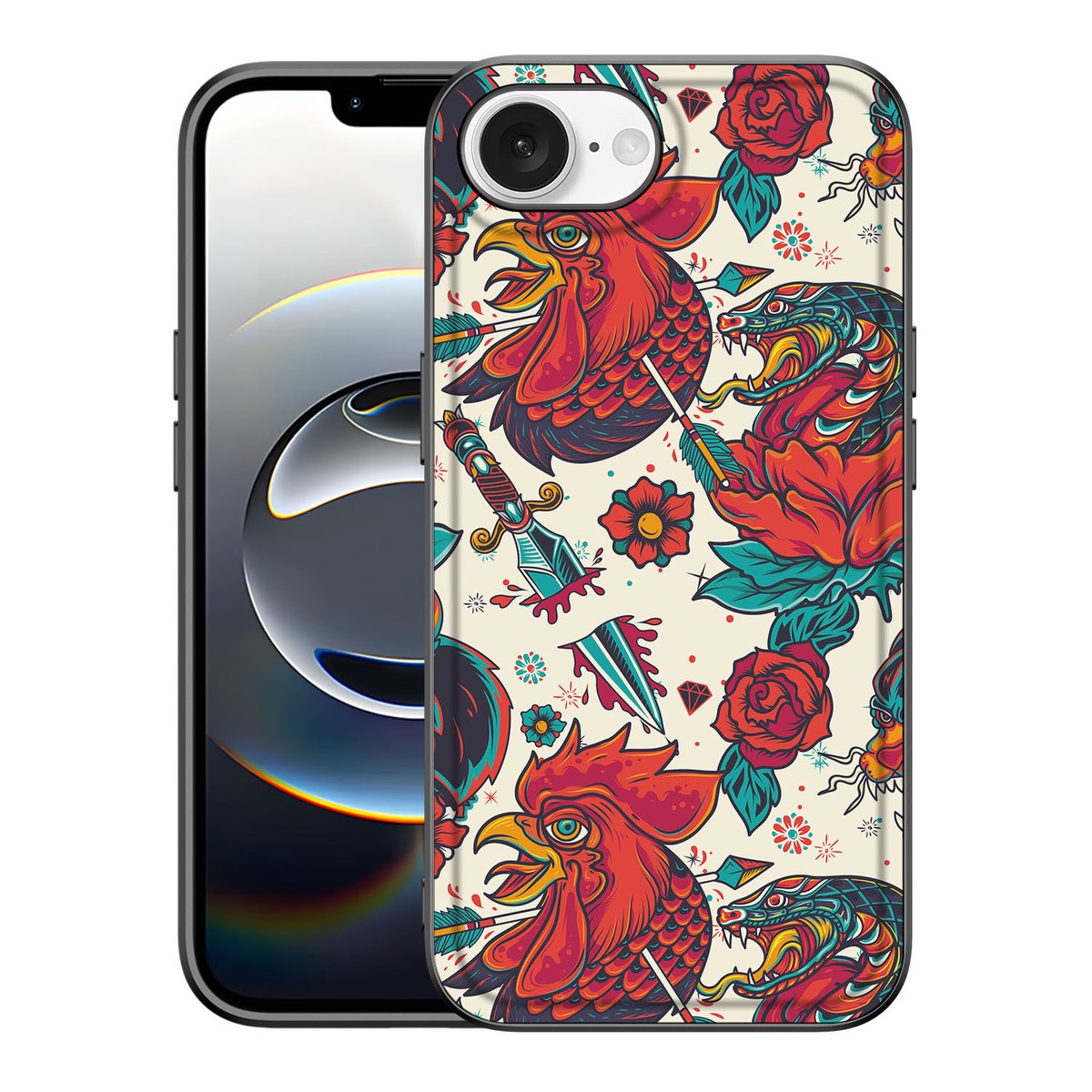Silicone Back Case voor iPhone 16e Old Skool old skool design achterkant