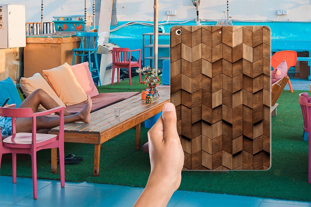 Silicone Tablet Hoes voor Apple iPad 10.2 | iPad 10.2 (2020) | 10.2 (2021) Wooden Cubes