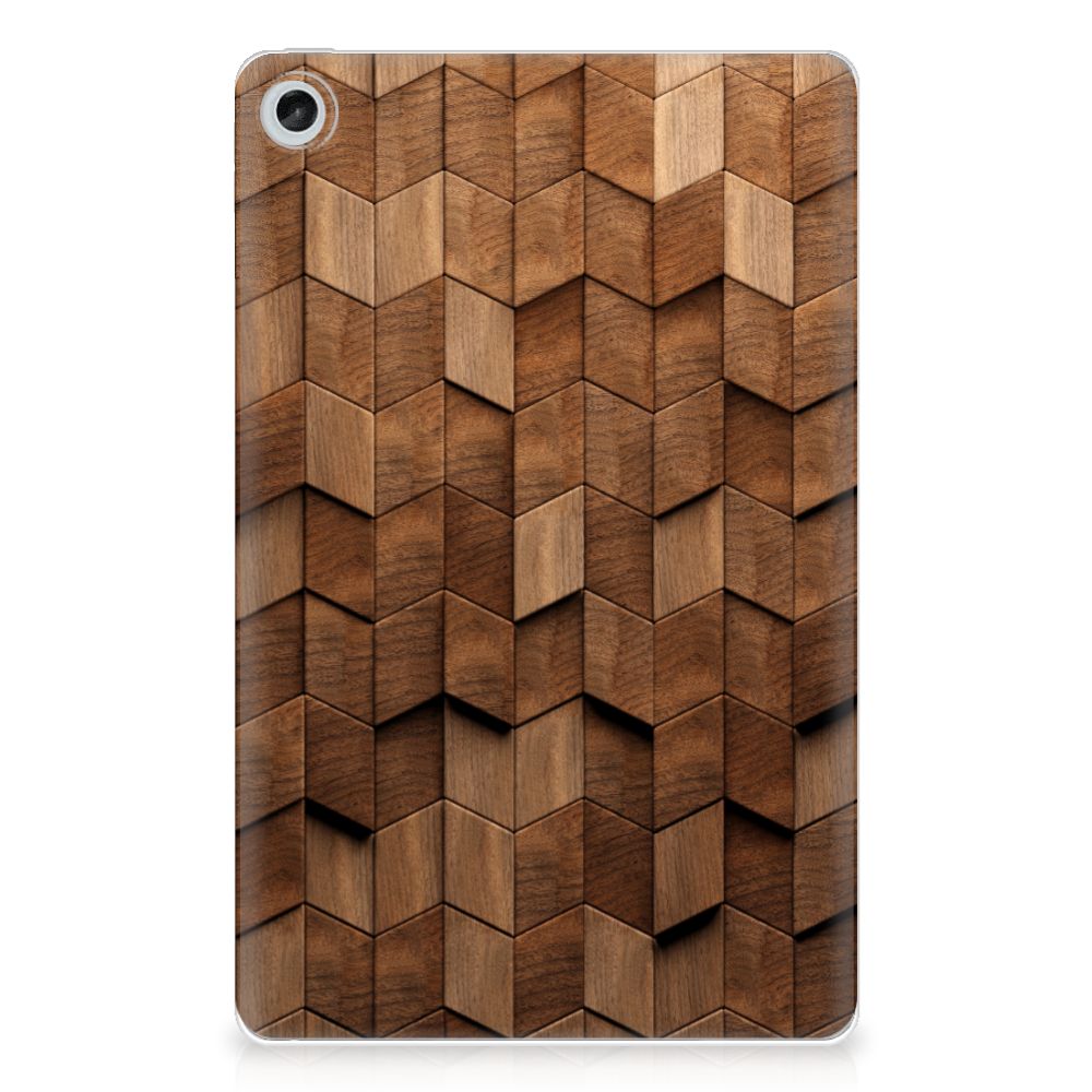 Lenovo Tab M10 Plus (3e generatie) Silicone Tablet Hoes Wooden Cubes achteraanzicht