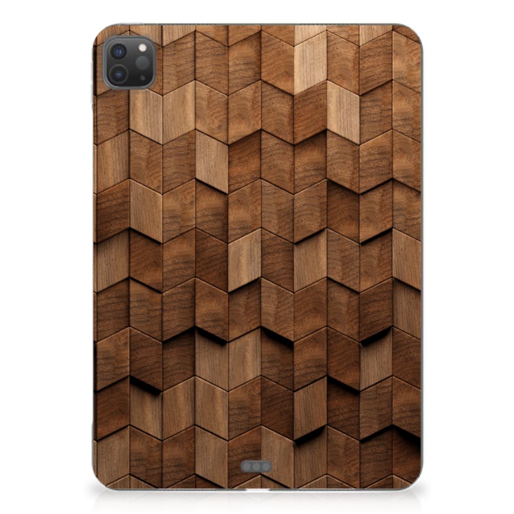 Silicone Tablet Hoes voor iPad Pro 11 (2024) Wooden Cubes achteraanzicht