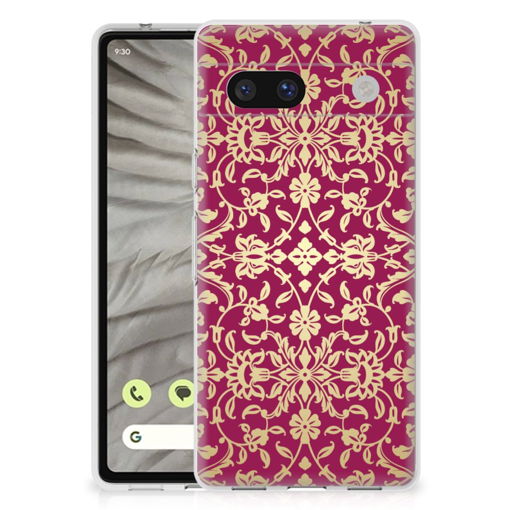 Google Pixel 7A Siliconen Hoesje Barok Pink design achterkant