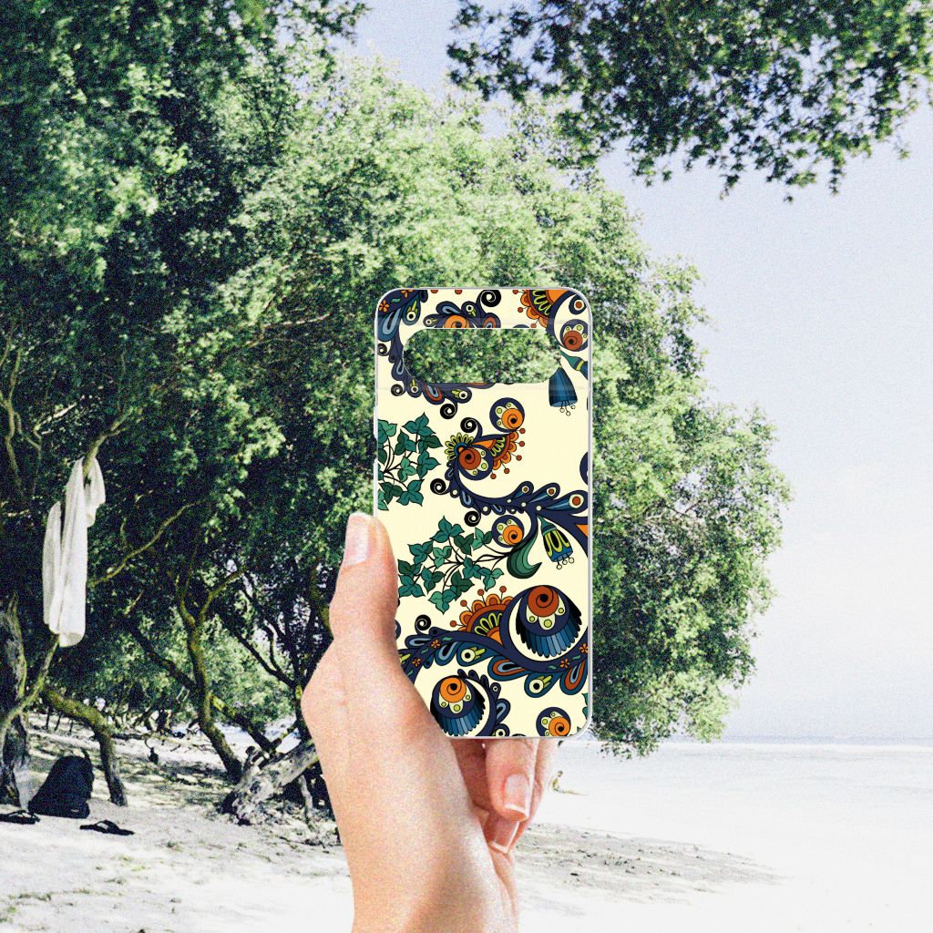 Google Pixel 8 Siliconen Hoesje Barok Flower voorzijde