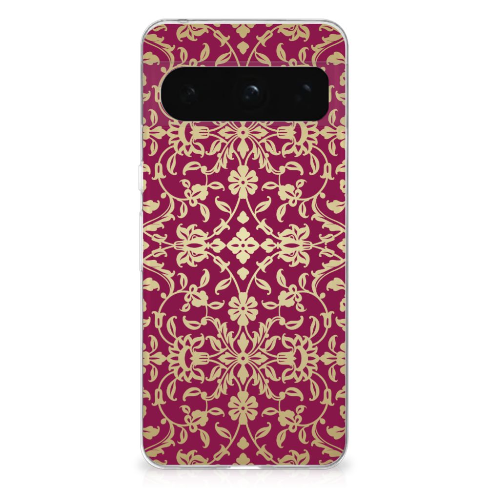 Google Pixel 8 Pro Siliconen Hoesje Barok Pink achterkant