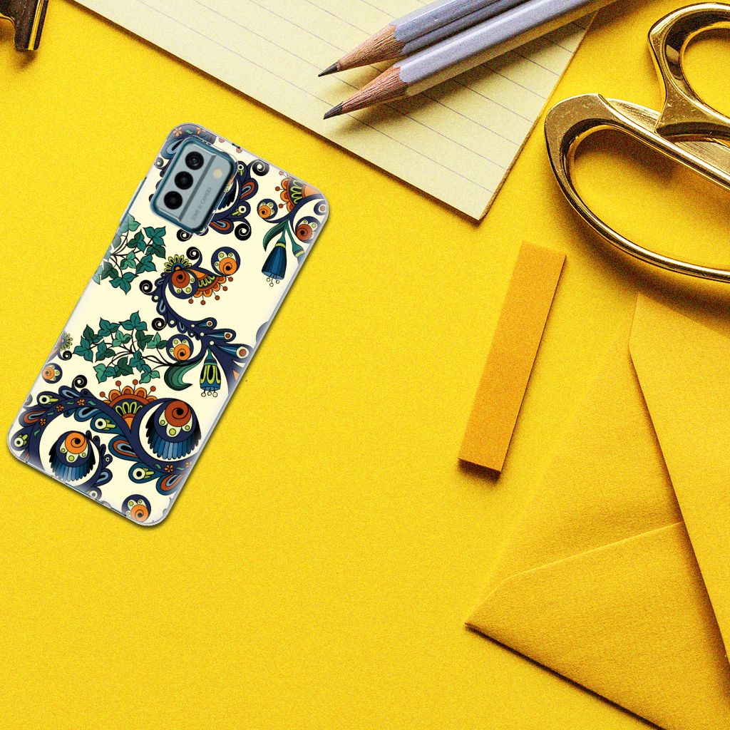Nokia G22 Siliconen Hoesje Barok Flower bovenaanzicht