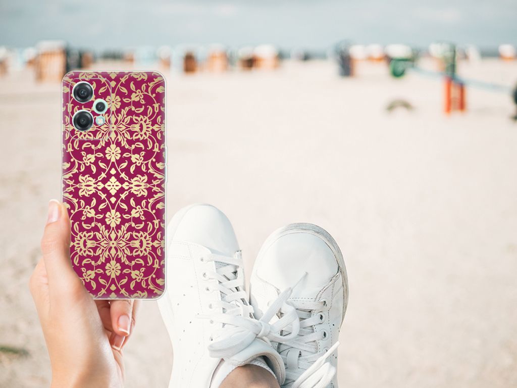 OnePlus Nord CE 2 Lite Siliconen Hoesje Barok Pink design schuin aanzicht